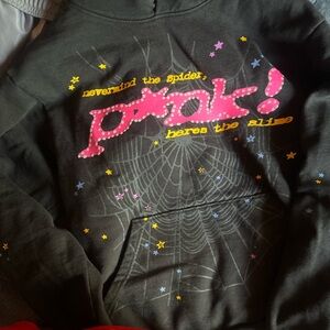 Sp5der Hoodie Black P*NK V1 Size Small